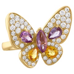 Ruchi New York Butterfly Diamond and Multi-Color Sapphire Ring