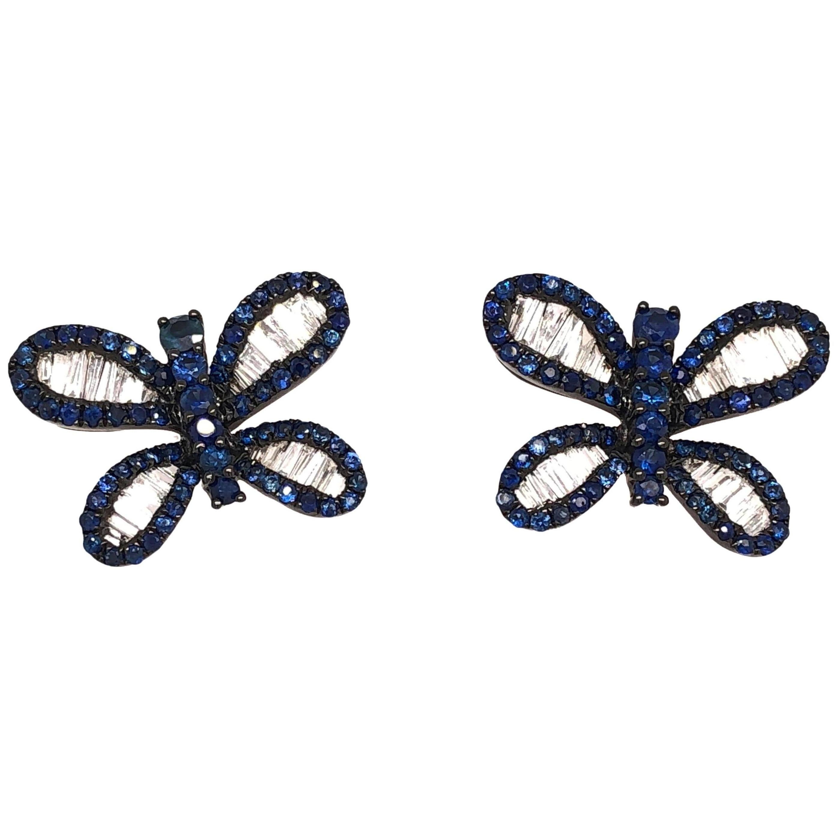 Ruchi New York Butterfly Sapphire and Diamond Studs