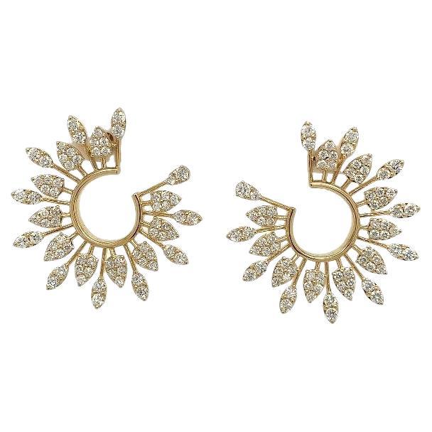 RUCHI Pear-Shaped and Marquise Diamond Yellow Gold C-Shape Earrings