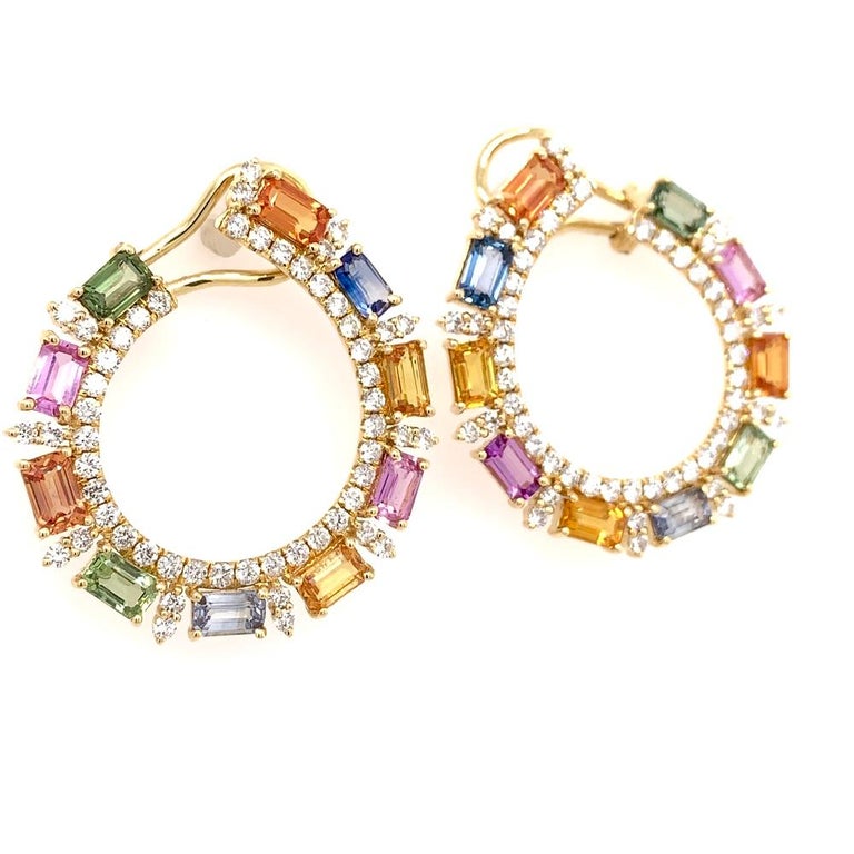 Ruchi New York C Shape Multi-Color Sapphire Earrings at 1stDibs | multi ...