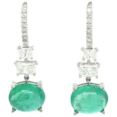 Ruchi New York Cabochon Emerald and Diamond Drop Dangle Earrings