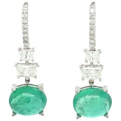Ruchi New York Cabochon Emerald and Diamond Drop Dangle Earrings Ruchi New York Cabochon Emerald and Diamond Drop Dangle Earrings