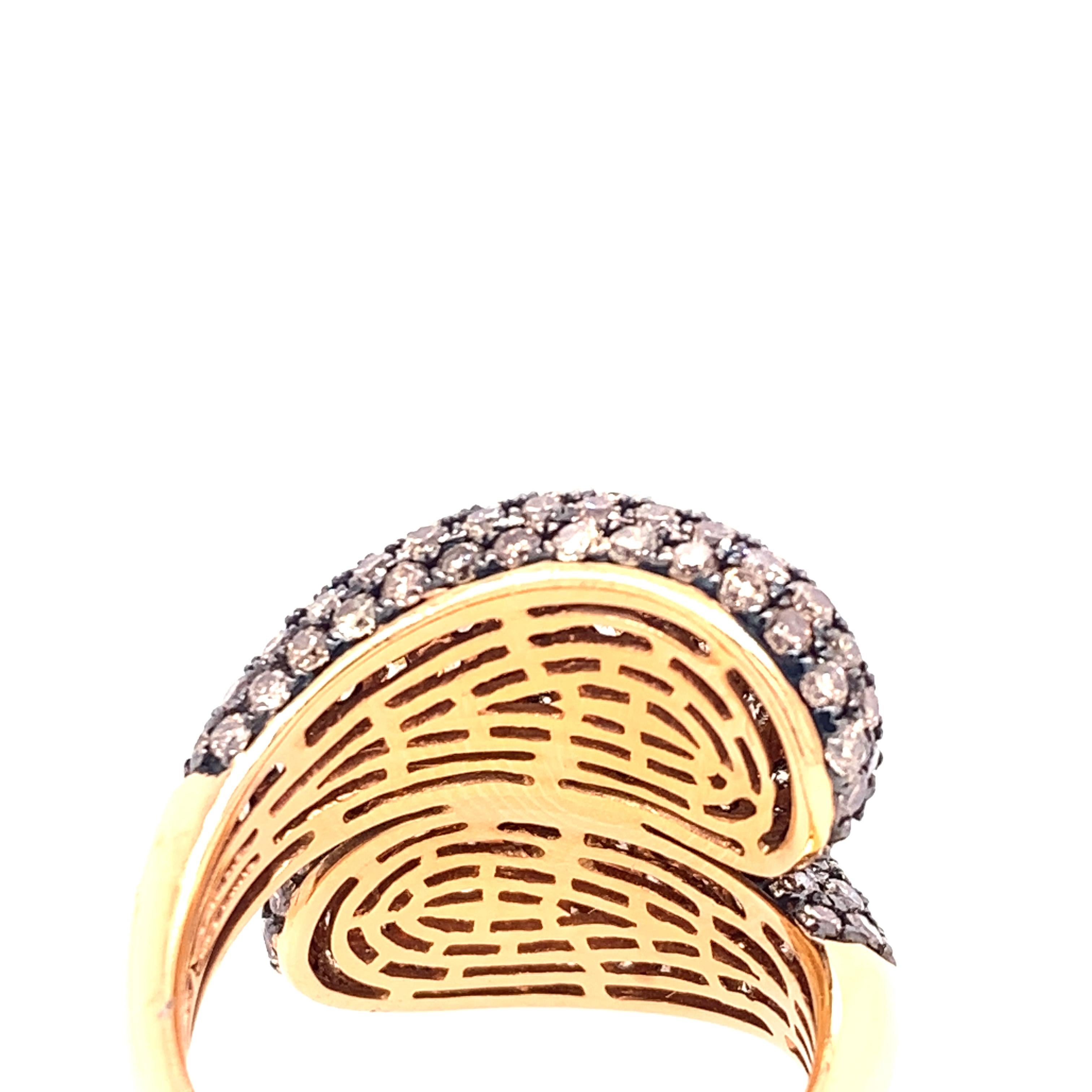 RUCHI Bypass-Cocktailring aus schwarzem Rhodium mit Fancy-Diamant (Rundschliff) im Angebot