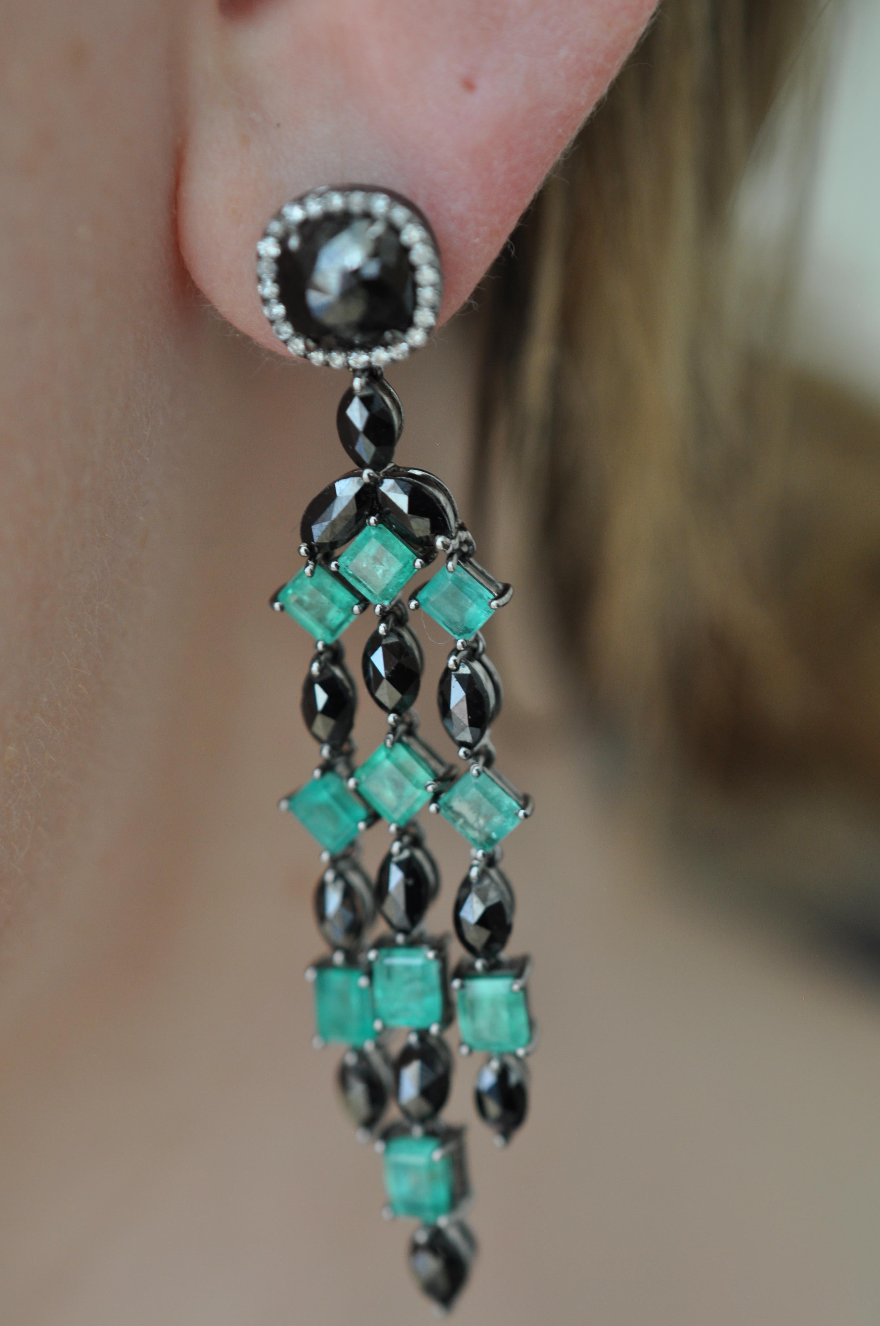 Women's Ruchi New York Colombian Emerald and Black Diamond