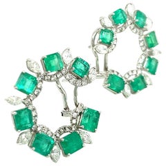 Ruchi New York Colombian Emerald and Diamond C-Shape Earrings