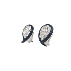RUCHI Diamond and Black Agate White Gold Clip-On Earrings