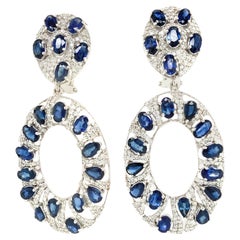 Ruchi New York Diamond and Blue Sapphire Dangle Earrings