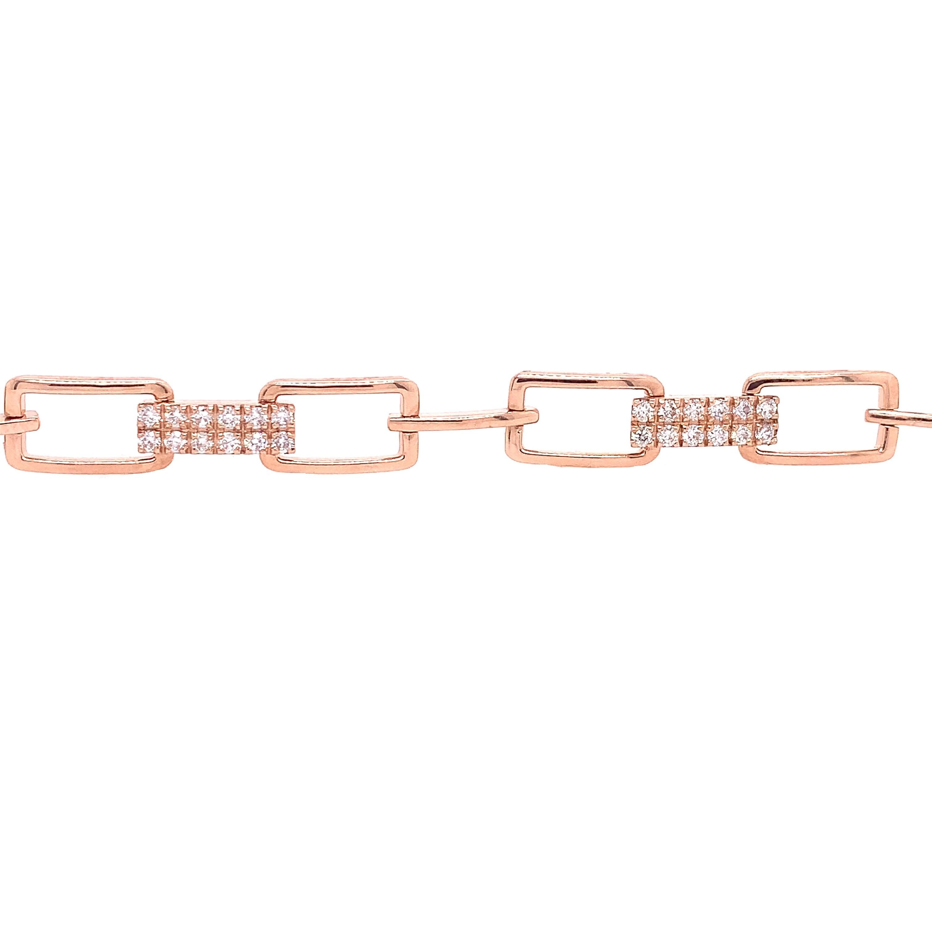 Contemporary RUCHI Brilliant Diamond Rose Gold Chain Link Bracelet For Sale