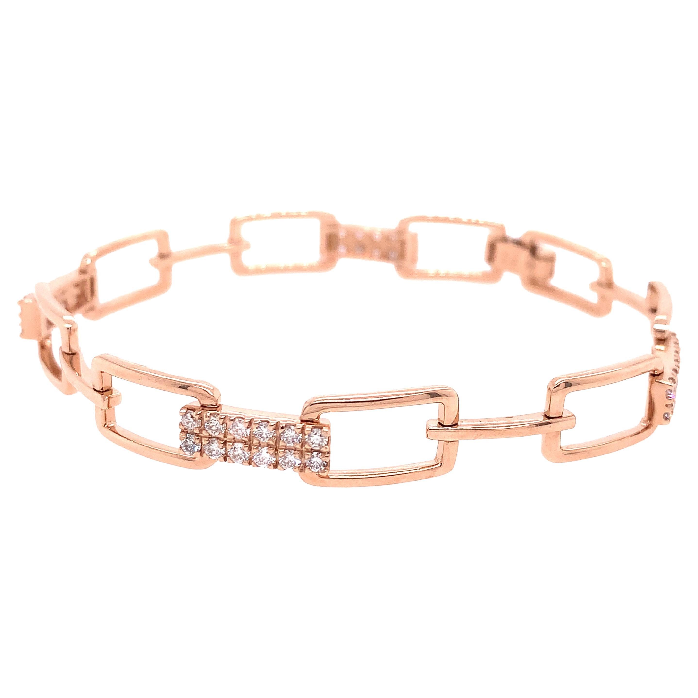 RUCHI Brilliant Diamond Rose Gold Chain Link Bracelet For Sale