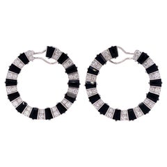 RUCHI Brilliant Diamond and Black Agate C-Shape Earrings