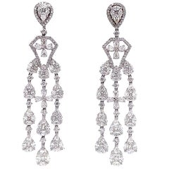 RUCHI Diamond Illusion White Gold Chandelier Earrings
