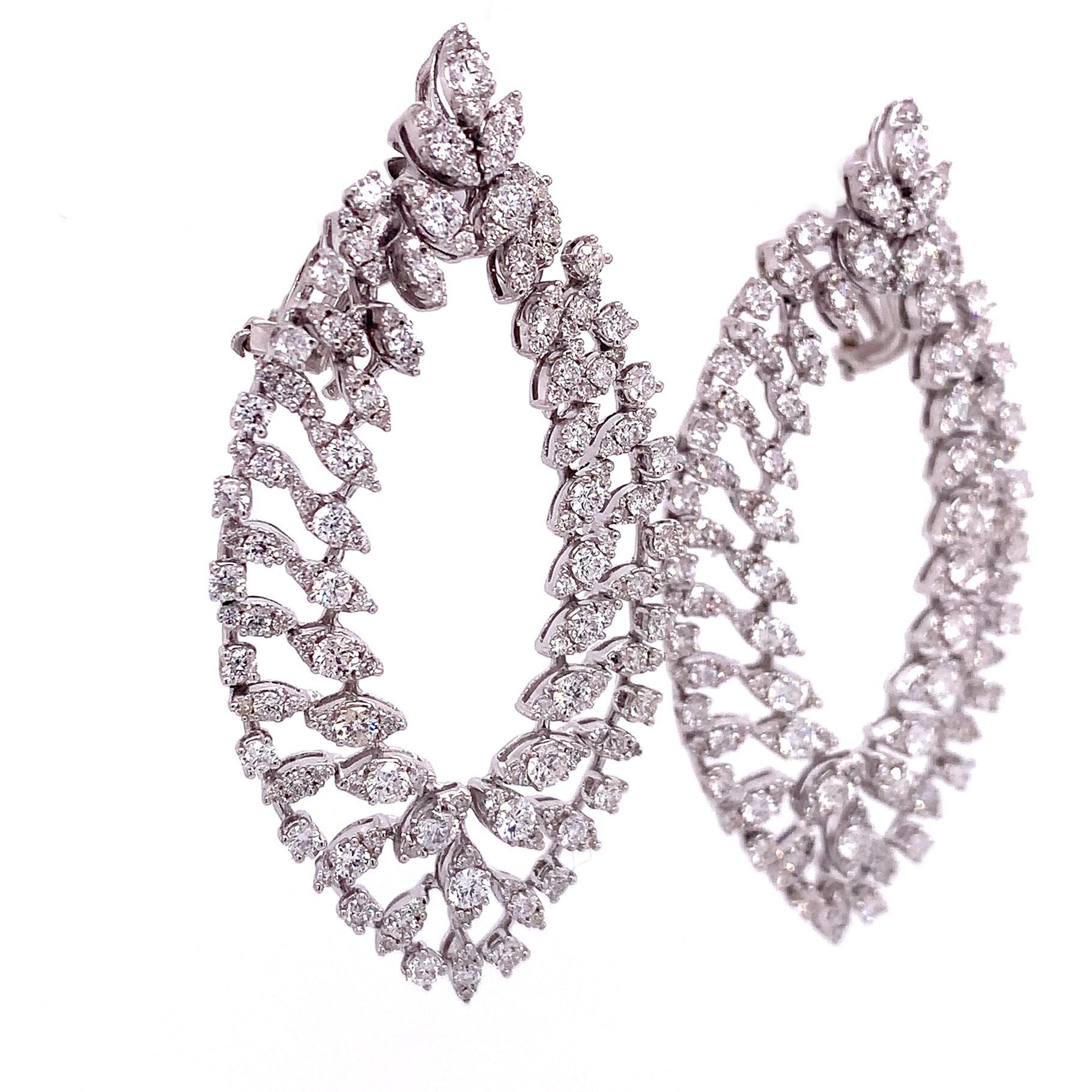 RUCHI Diamant Weißgold Marquis-Rahmen-Ohrclips mit Statement-Ohrringen (Zeitgenössisch) im Angebot