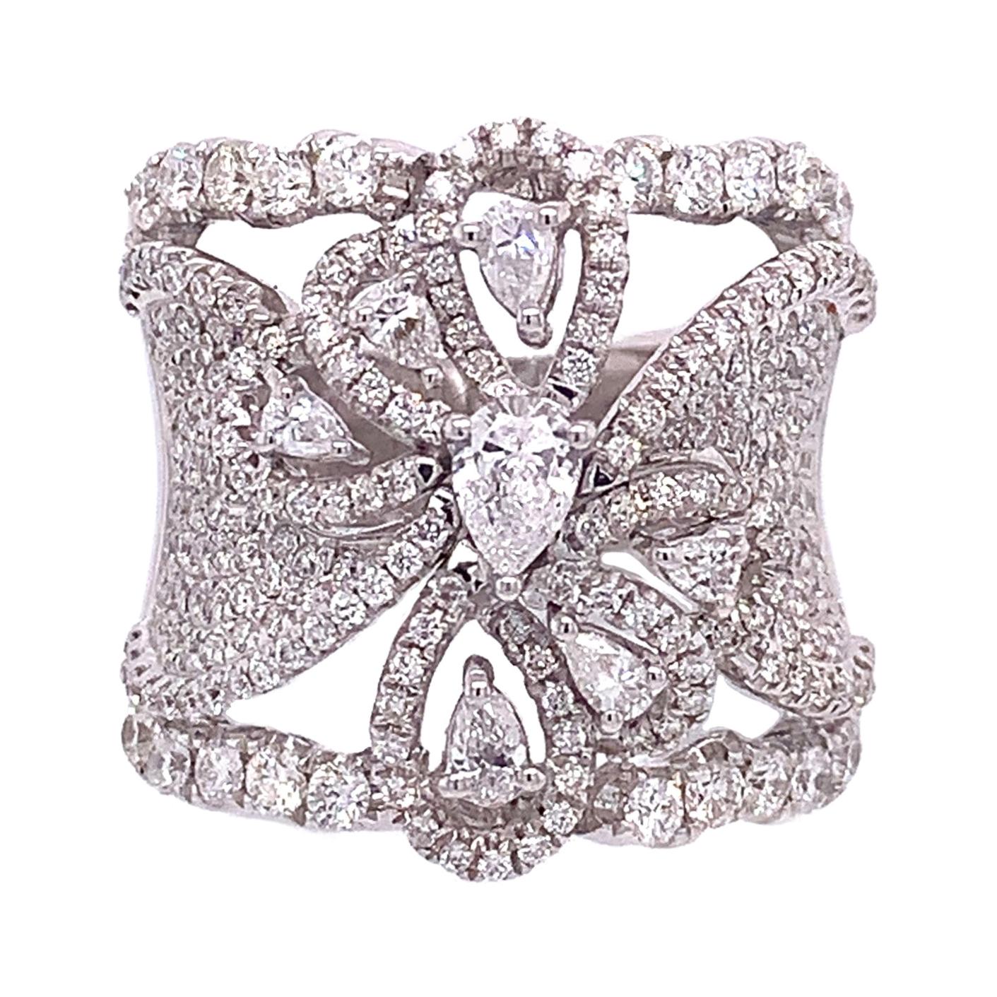 RUCHI Mixed-Shape Diamond White Gold Cocktail Ring For Sale