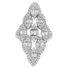 RUCHI Baguette Diamond White Gold Marquise Shape Cocktail Ring
