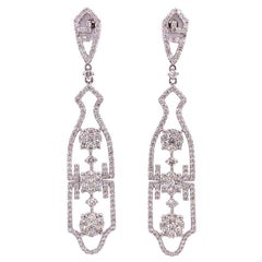 RUCHI Boucles d'oreilles pendantes en or blanc avec pavé et illusion de diamants