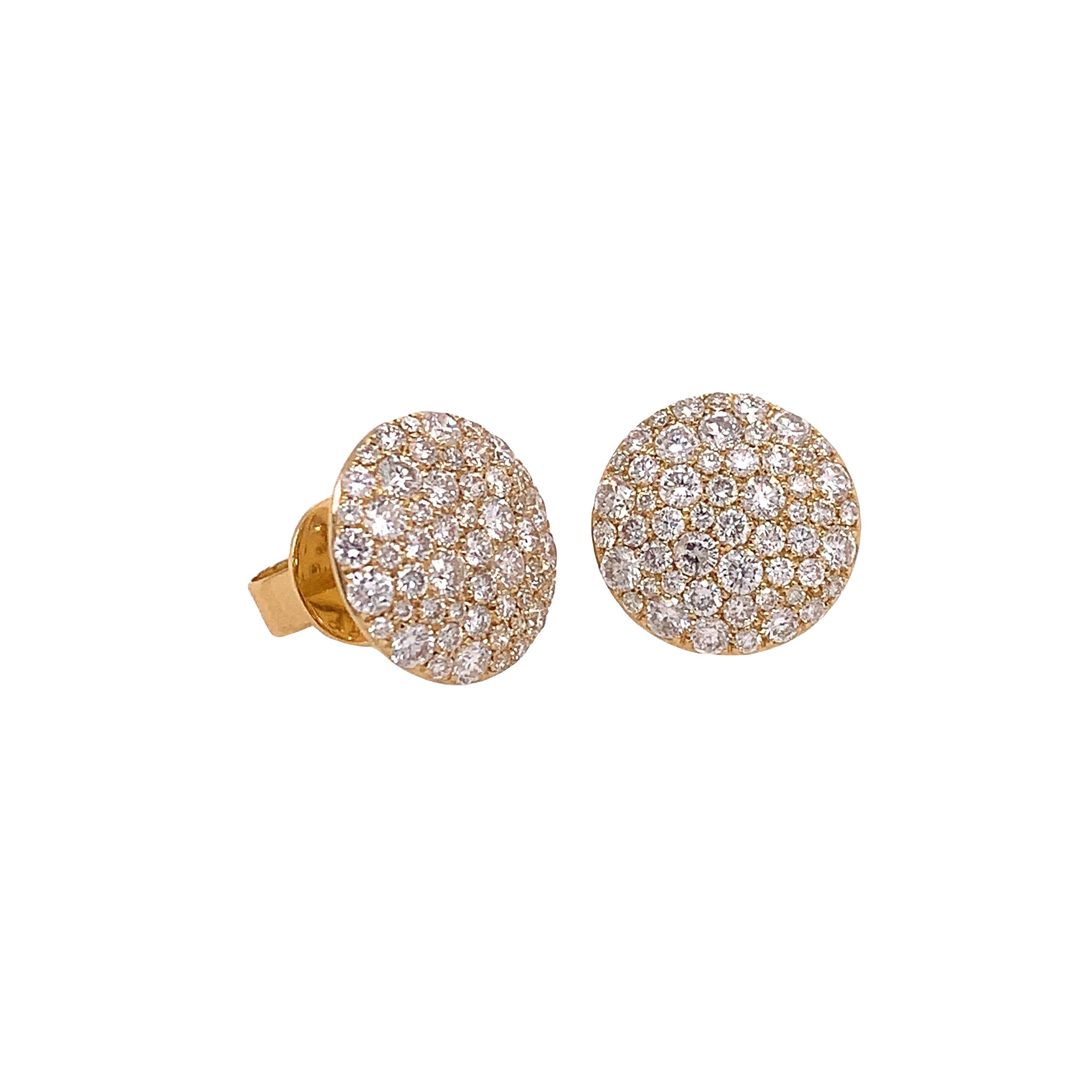 PA-VEY Collection

These on-trend earrings feature mini discs of 18k yellow gold studded with delicate pavé-set Diamonds for a modern update to the classic diamond stud.

Diamond: 1.24ct total weight.
All diamonds are G-H/SI stones.