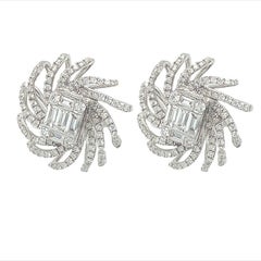 RUCHI Diamond Illusion White Gold Spiral Stud Earrings