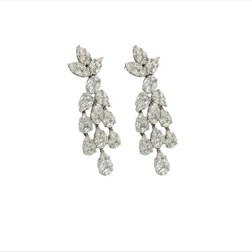 Contemporary RUCHI Pear-Shape Diamond White Gold Dangle Earrings For Sale