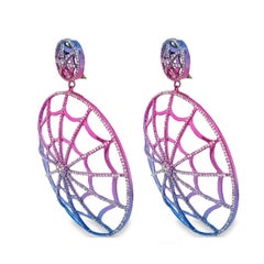 RUCHI Diamond Pavé Multi-Colored Rhodium Web Chandelier Earrings