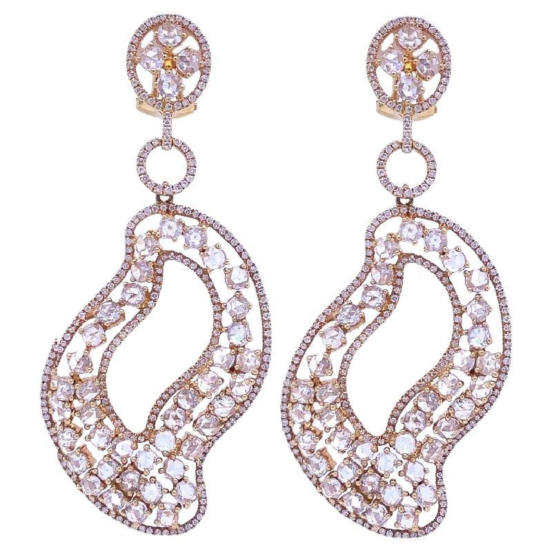 RUCHI Boucles d'oreilles pendantes en or jaune avec diamants en rosace