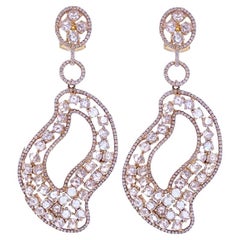 RUCHI Boucles d'oreilles pendantes en or jaune avec diamants en rosace