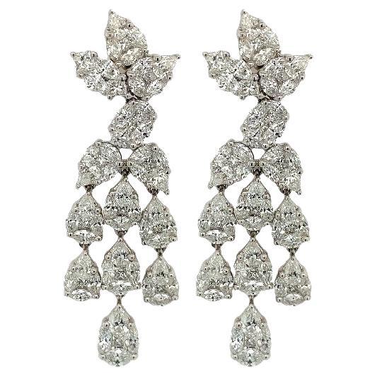 RUCHI Boucles d'oreilles pendantes en or blanc avec diamants en forme de poire