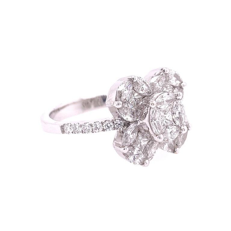 Round Cut Ruchi New York Diamond Flower Ring