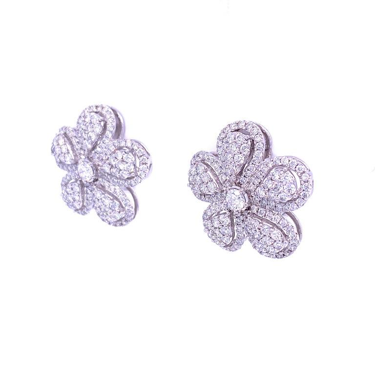 Contemporary Ruchi New York Diamond Flower Stud Earrings