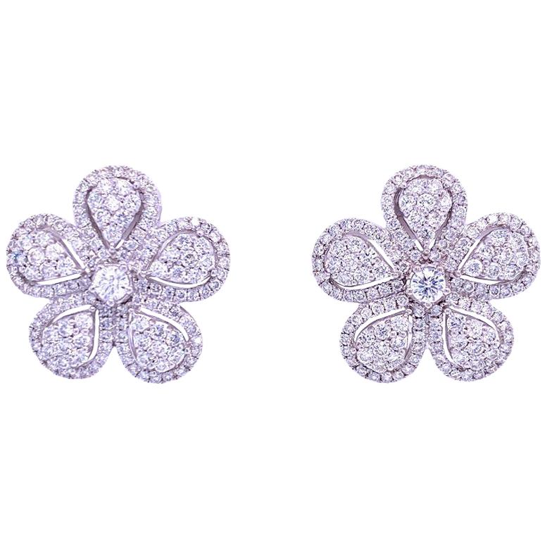 Ruchi New York Diamond Flower Stud Earrings