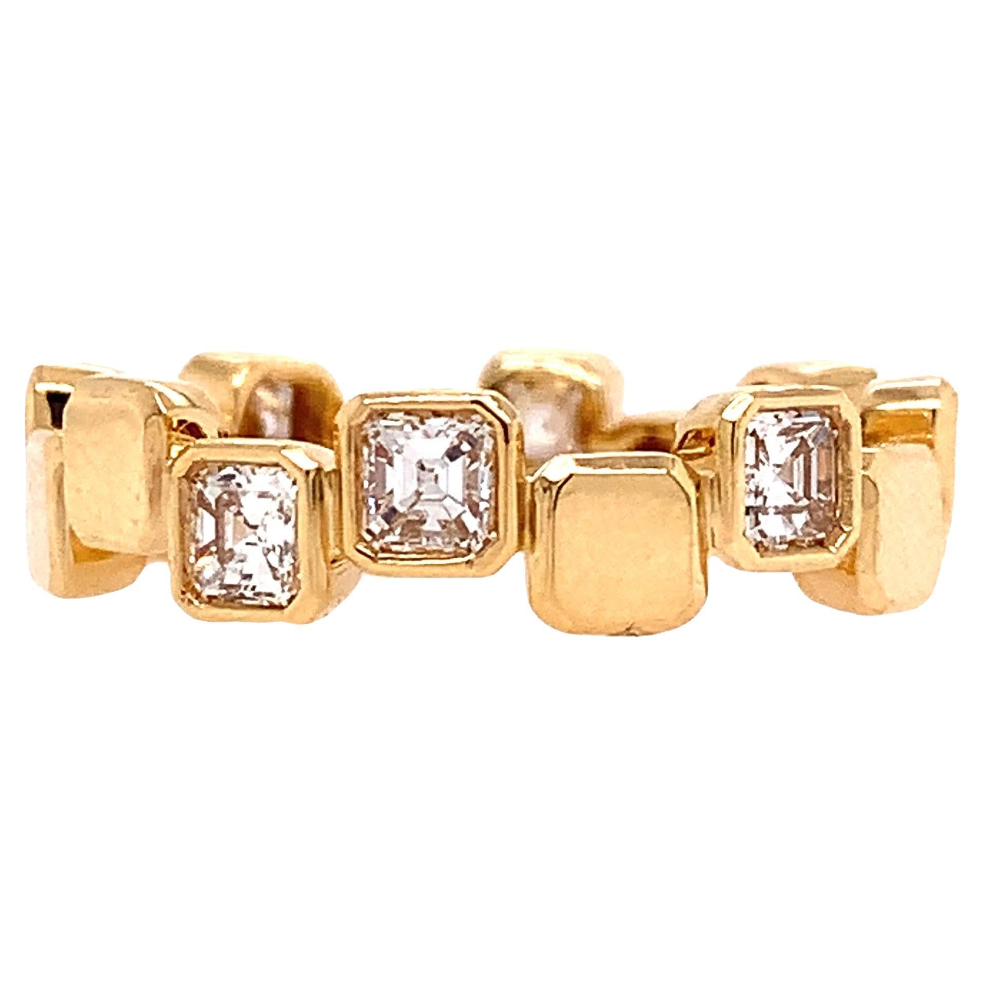 RUCHI Square-Cut Diamond Yellow Gold Eternity Band For Sale