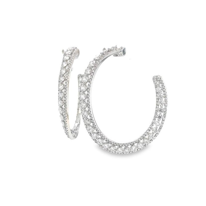 Mixed Cut RUCHI Brilliant-Cut Diamond White Gold Hoop Earrings For Sale