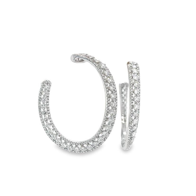 RUCHI Brilliant-Cut Diamond White Gold Hoop Earrings In New Condition For Sale In New York, NY
