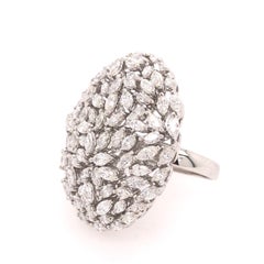 Ruchi New York 18K White Gold Marquise Diamond Cocktail Ring, 3.82ct