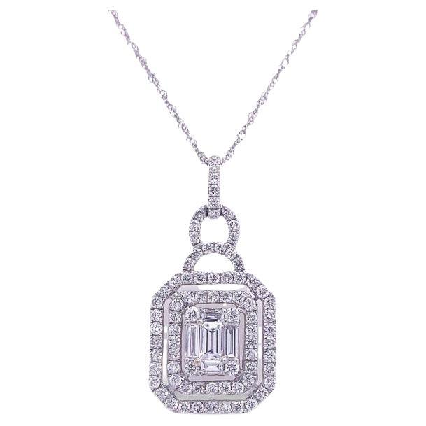 RUCHI Baguette-Cut Diamond White Gold Pendant Necklace For Sale