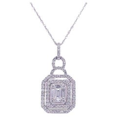 RUCHI Baguette-Cut Diamond White Gold Pendant Necklace