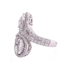 RUCHI Mixed-Shape Diamond Double-Pear Bypass White Gold Ring