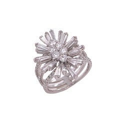 RUCHI Brilliant and Baguette Diamond White Gold Cocktail Ring