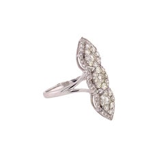 RUCHI Diamond-Cluster White Gold Long Cocktail Ring