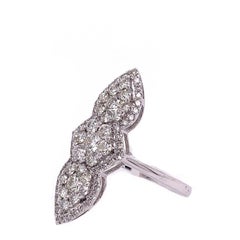 RUCHI Diamond-Cluster White Gold Long Cocktail Ring