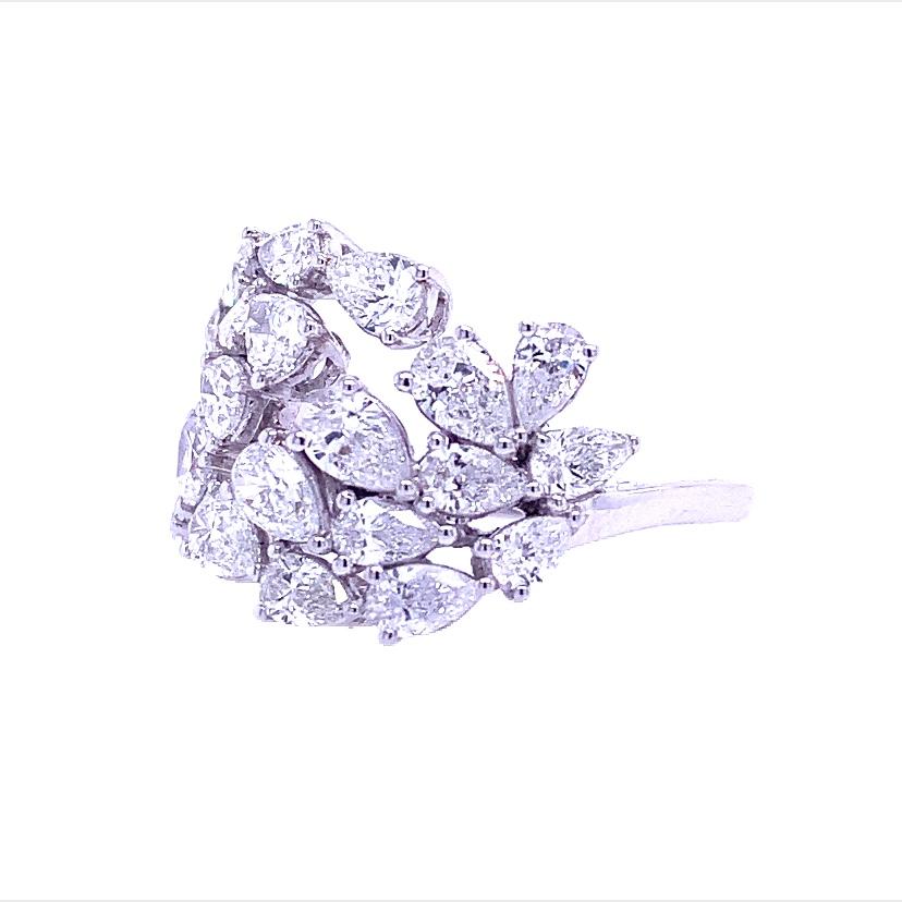 Contemporary RUCHI Pear-Shape Diamond White Gold Bypass Ring For Sale