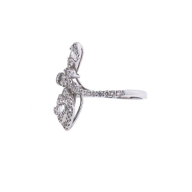 Contemporary RUCHI Baguette and Brilliant-Cut Diamond White Gold Ring For Sale