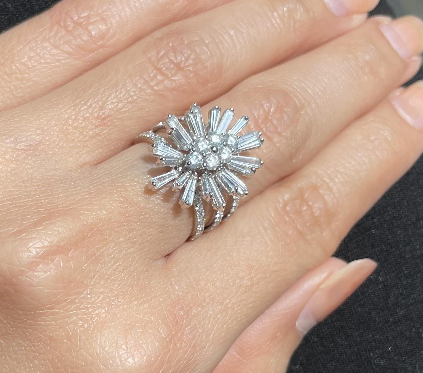 RUCHI Brilliant and Baguette Diamond White Gold Cocktail Ring In New Condition For Sale In New York, NY