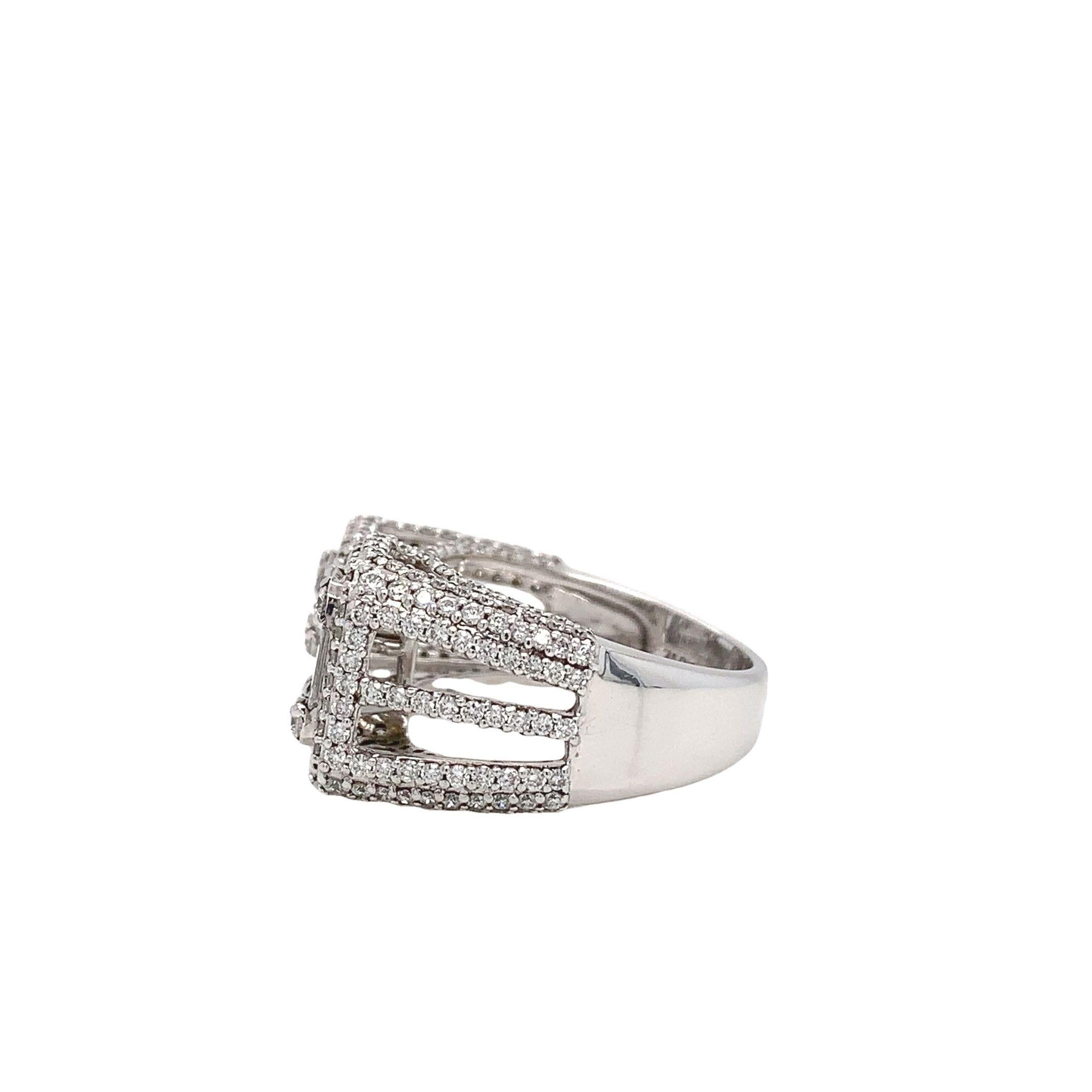 RUCHI Baguette & Halo Diamond White Gold Bypass Ring In New Condition For Sale In New York, NY