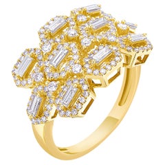 RUCHI Bague cocktail nid d'abeille en or jaune et diamants taille mixte