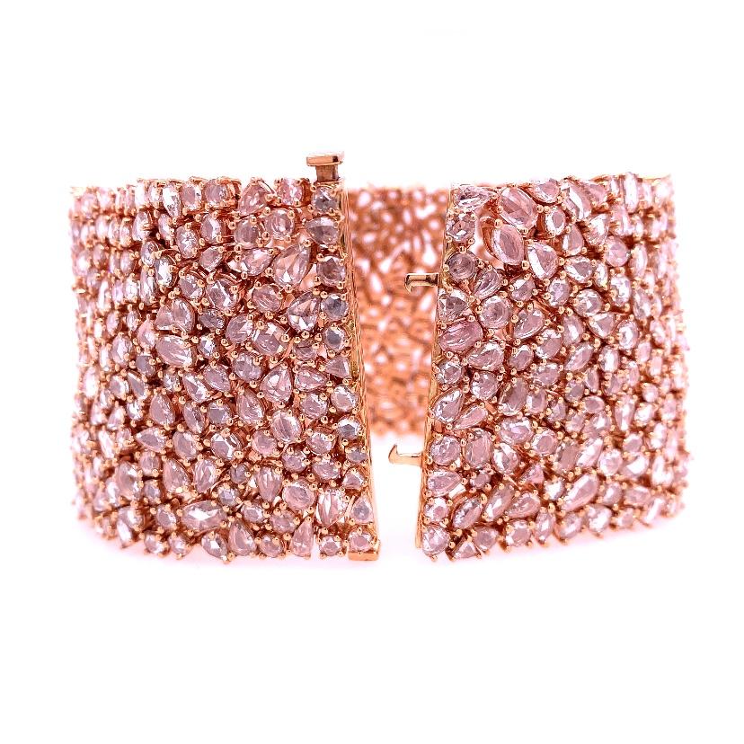 Mixed Cut Ruchi New York Diamond Rose-Cut Bracelet For Sale