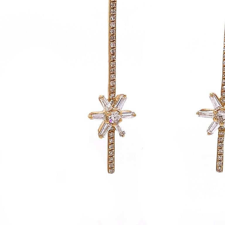 Contemporary Ruchi New York Diamond Starburst Drop Earrings