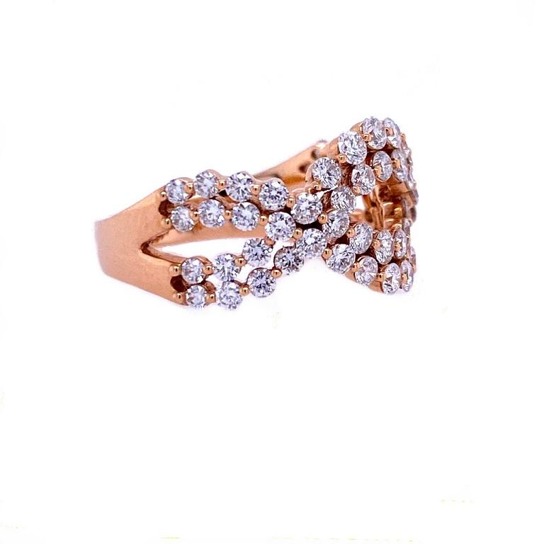 Contemporary RUCHI Brilliant-Cut Diamond Rose Gold Twist Ring For Sale