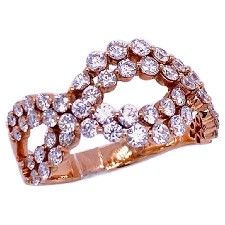 RUCHI Brilliant-Cut Diamond Rose Gold Twist Ring For Sale