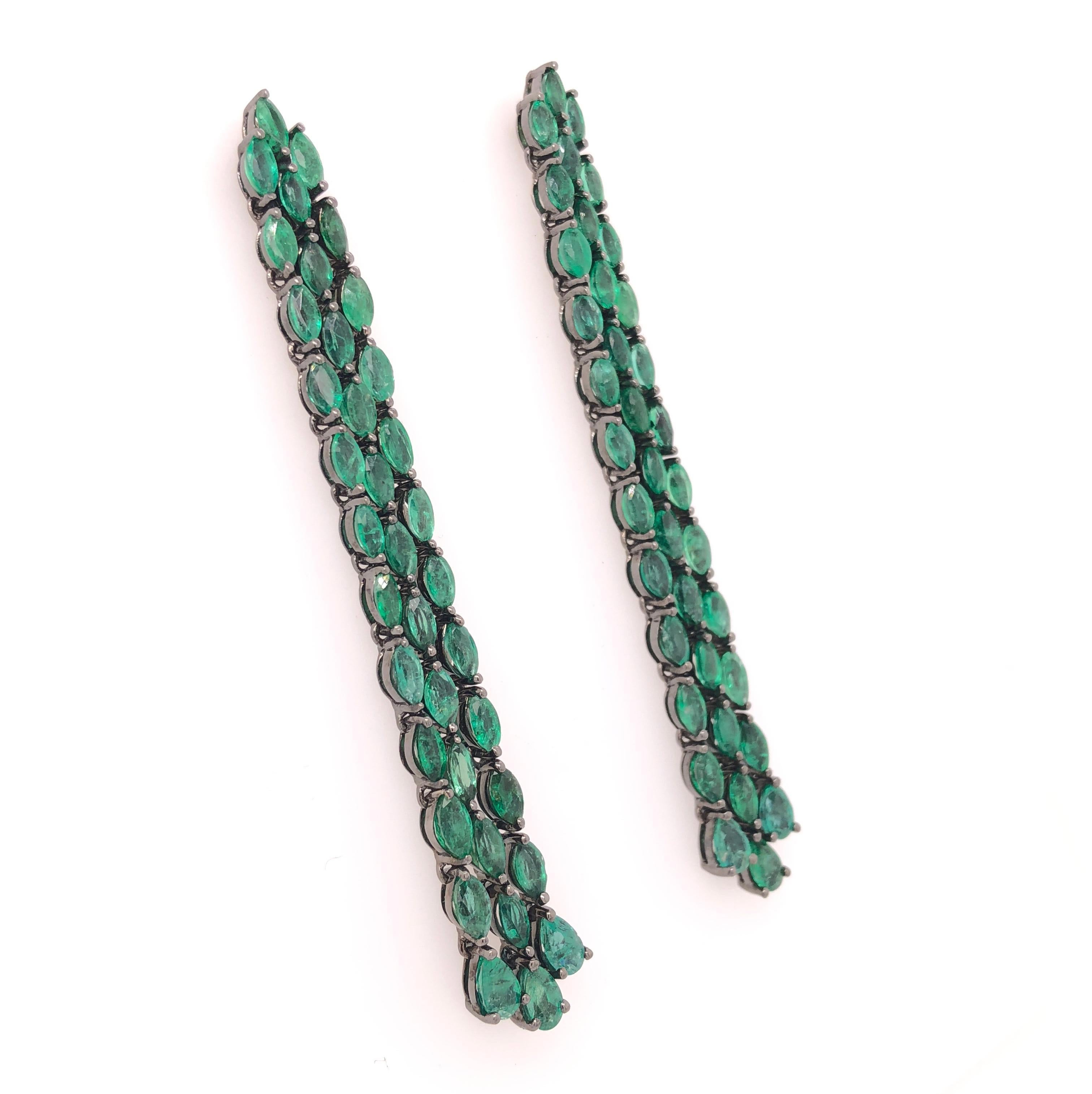 Modern Ruchi New York Drop Emerald Earrings