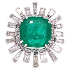 Ruchi New York Emerald and Baguette Diamond Cocktail Ring